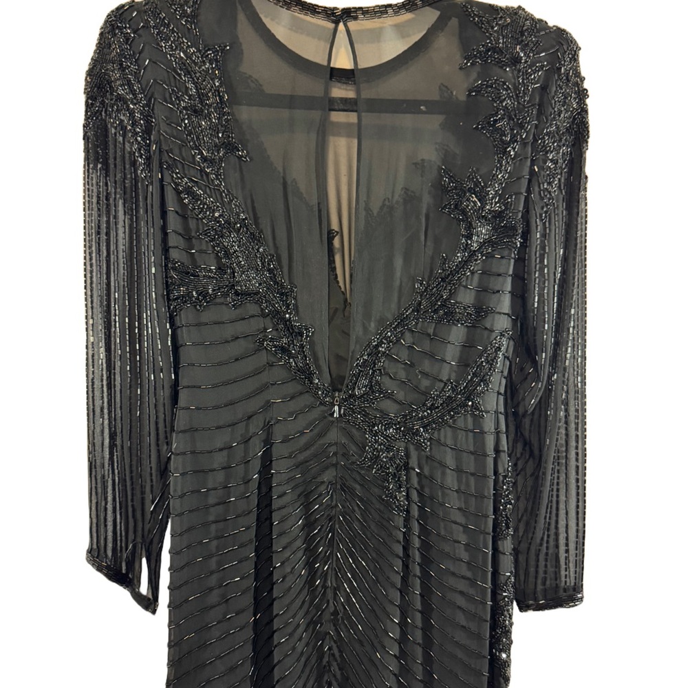 Elegant Black A.J. Bari Vintage 80s Cocktail Beaded Dress
